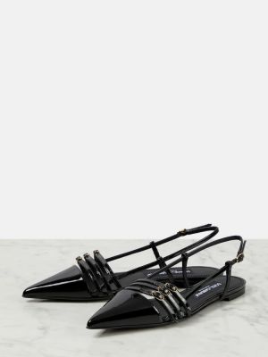 Nyitott sarkú lakkozott bőr balerina cipők Dolce&gabbana fekete