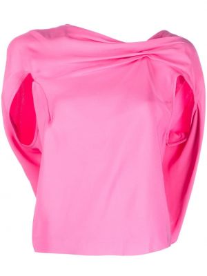 Асиметрична сатенена блуза с драперии Roland Mouret розово