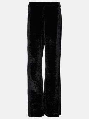 Pantaloni cu talie înaltă de catifea cu croială lejeră Jil Sander negru