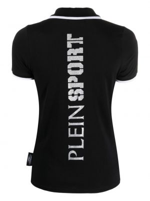 Raštuotas medvilninis polo marškinėliai Plein Sport juoda
