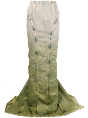 Spalvų gradiento rašto džinsinis sijonas Moncler + Rick Owens žalia
