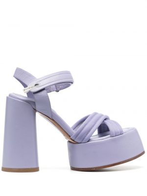 Usnjene sandali s platformo Premiata vijolična