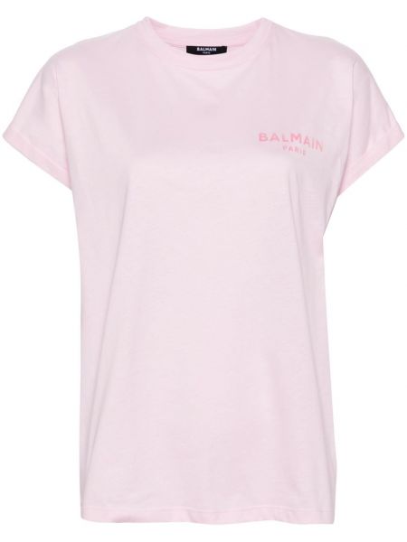 Koszulka bawełniana Balmain różowa