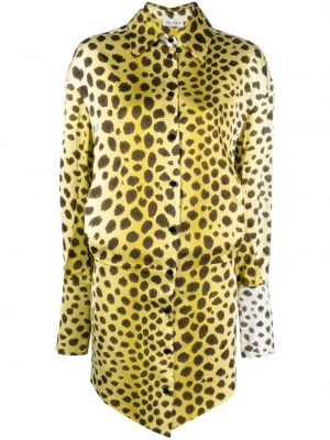 Robe chemise à imprimé léopard The Attico jaune