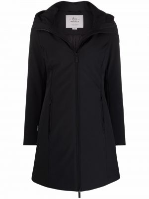 Péřová bunda z peří s kapucí Woolrich černá