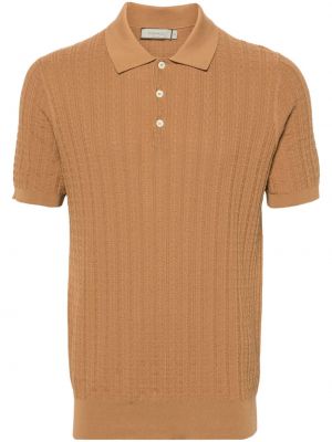 Žakardinis medvilninis polo marškinėliai Canali ruda