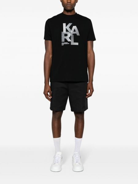 T-shirt aus baumwoll mit print Karl Lagerfeld schwarz