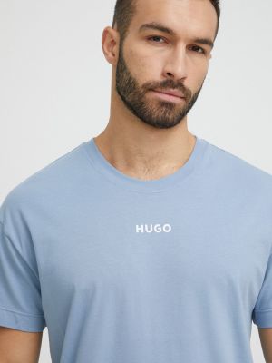 Пижама с принт с къс ръкав Hugo синьо