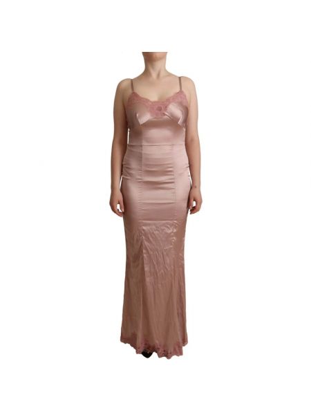 Jedwabna sukienka długa Dolce And Gabbana różowa