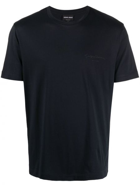 Bavlněné tričko s potiskem Giorgio Armani modré