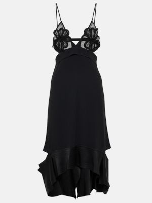 Платье миди с рюшами Victoria Beckham черное