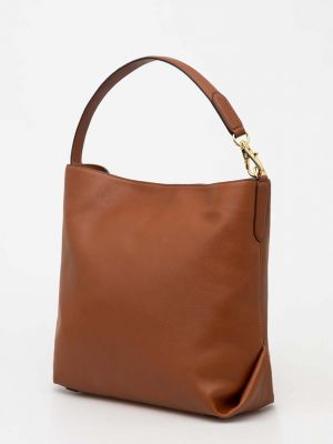 Kožna torbica Lauren Ralph Lauren smeđa