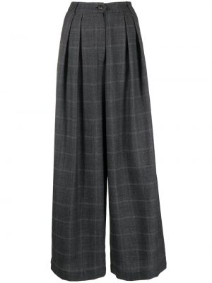 Plisované kostkované kalhoty relaxed fit Société Anonyme šedé