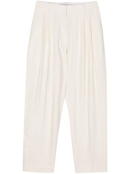 Pantaloni di lino plissettati Studio Nicholson bianco
