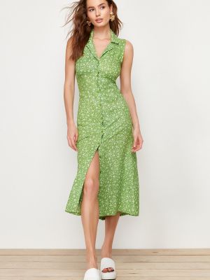 Плетена миди рокля Trendyol зелено