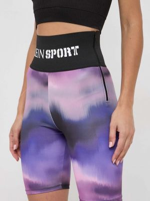 Спортни панталони с висока талия с принт Plein Sport виолетово