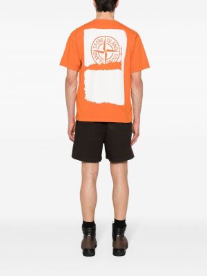 T-shirt aus baumwoll mit print Stone Island orange