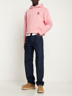 Hoodie en coton à imprimé Kenzo Paris rose