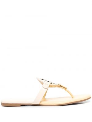 Lær sandaler Tory Burch gul