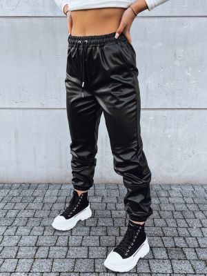 Δερμάτινο παντελόνι joggers Dstreet μαύρο