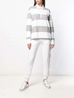 Polo a rayas oversized Thom Browne gris