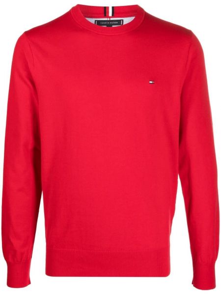 Pull brodé en tricot Tommy Hilfiger rouge