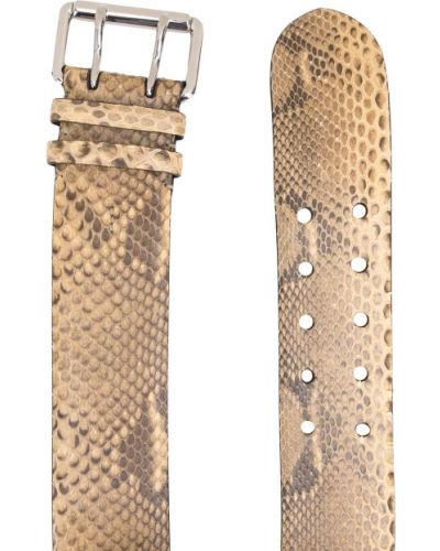 Cinturón de cuero de estampado de serpiente Ralph Lauren Collection marrón