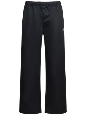 Плетени памучни прав панталон Nike черно
