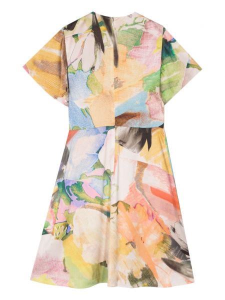 Satynowa sukienka w kwiatki z nadrukiem Paul Smith pomarańczowa