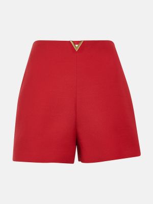 Shorts taille haute en crêpe Valentino rouge