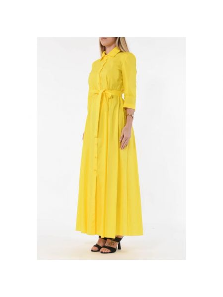 Vestido largo de algodón Patrizia Pepe amarillo