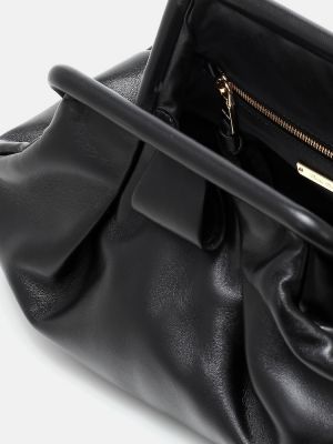 Usnjena pisemska torbica Miu Miu črna
