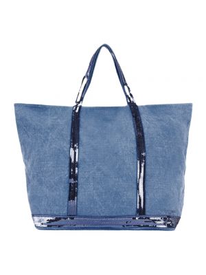 Pailletten shopper handtasche Vanessa Bruno blau