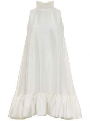 Rochie de mătase cu volane Azeeza alb