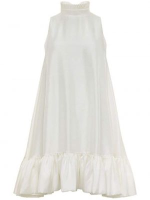 Robe en soie à volants Azeeza blanc