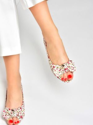 Virágos lenvászon balerina cipők nyomtatás Fox Shoes