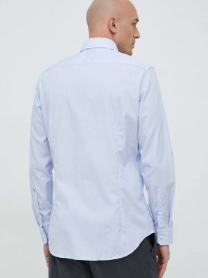 Bavlněné slim fit tričko Seidensticker modré
