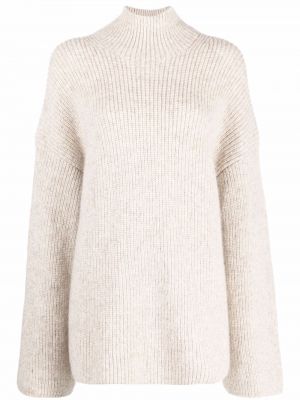 Długi sweter wełniane z długim rękawem Nanushka - beżowy