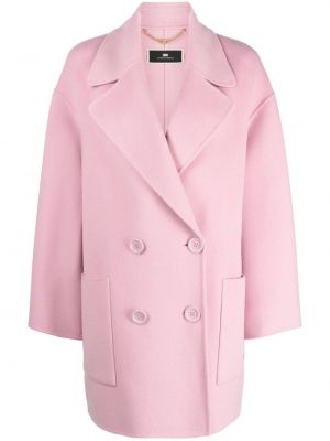Gyapjú kabát Elisabetta Franchi rózsaszín