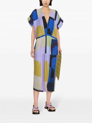 Robe mi-longue à imprimé à motifs abstraits Henrik Vibskov bleu