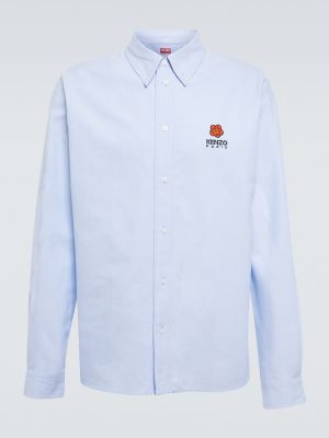 Хлопковая рубашка в цветочек с принтом Kenzo синяя