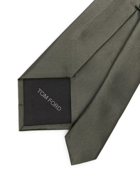 Jedwabny krawat w paski żakardowy Tom Ford zielony