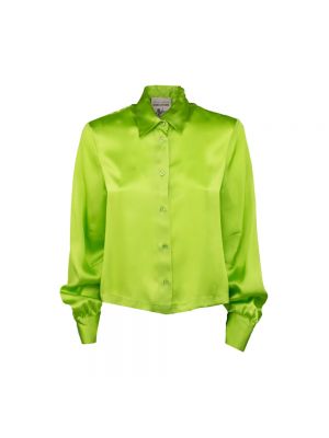Jedwabna koszula w paski Semicouture zielona