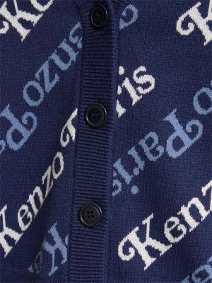 Bavlněný vlněný kardigan Kenzo Paris modrý