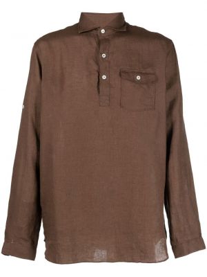 Lininis polo marškinėliai Lardini ruda