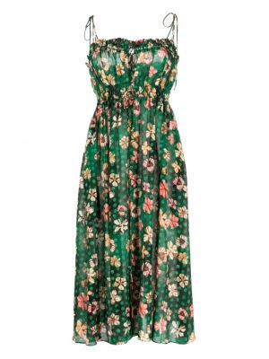 Květinové šaty s potiskem Ulla Johnson zelené