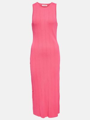 Viskózové přiléhavé pletené šaty z nylonu Frame - růžová