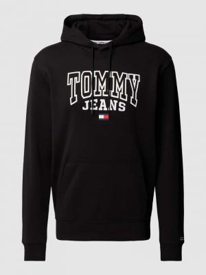Bluza z kapturem z nadrukiem Tommy Jeans czarna