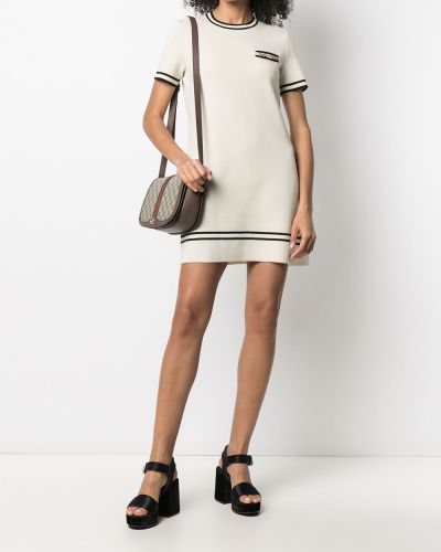 Mini robe avec manches courtes Gucci blanc
