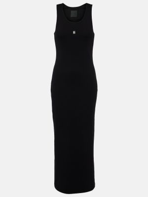 Jersey bombažna dolga obleka Givenchy črna